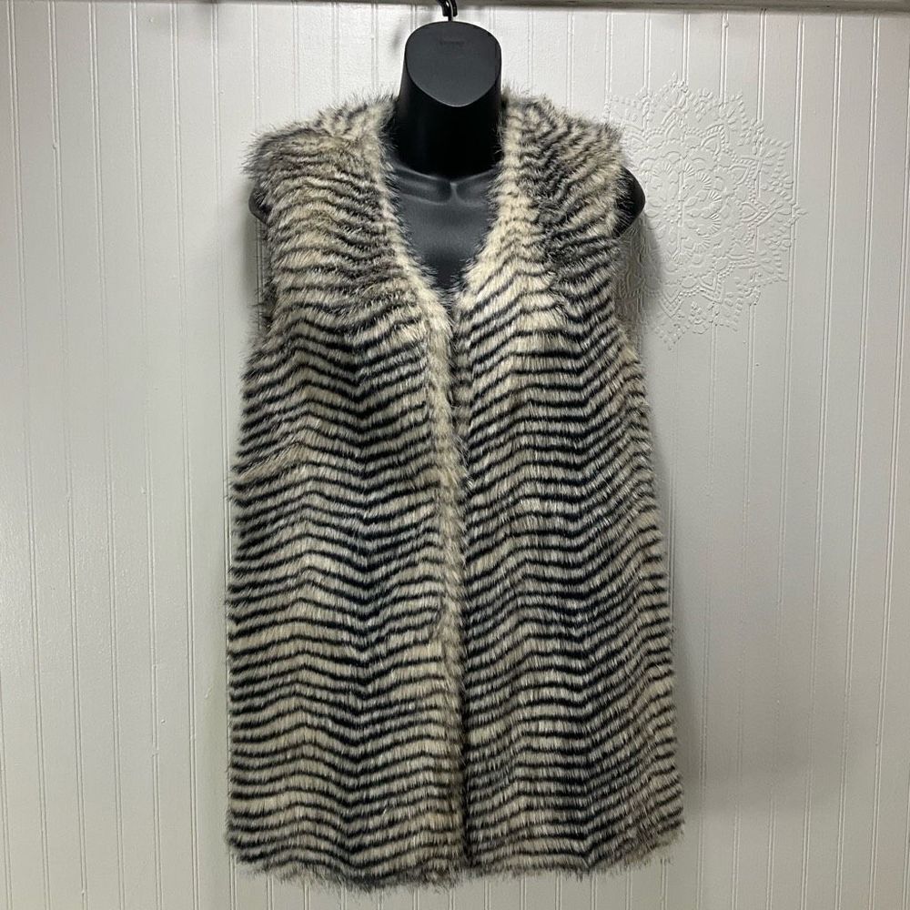 BETSEY JOHNSON Zebra Faux Fur Vest